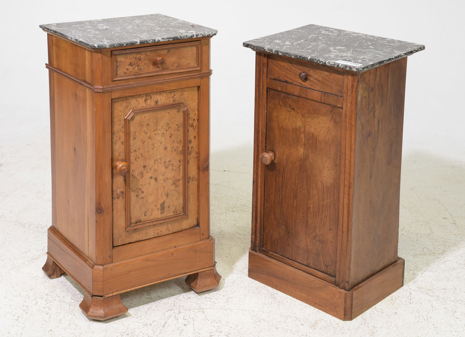 2 French Walnut Marble Top Occasional Cabinets (1 of 5)