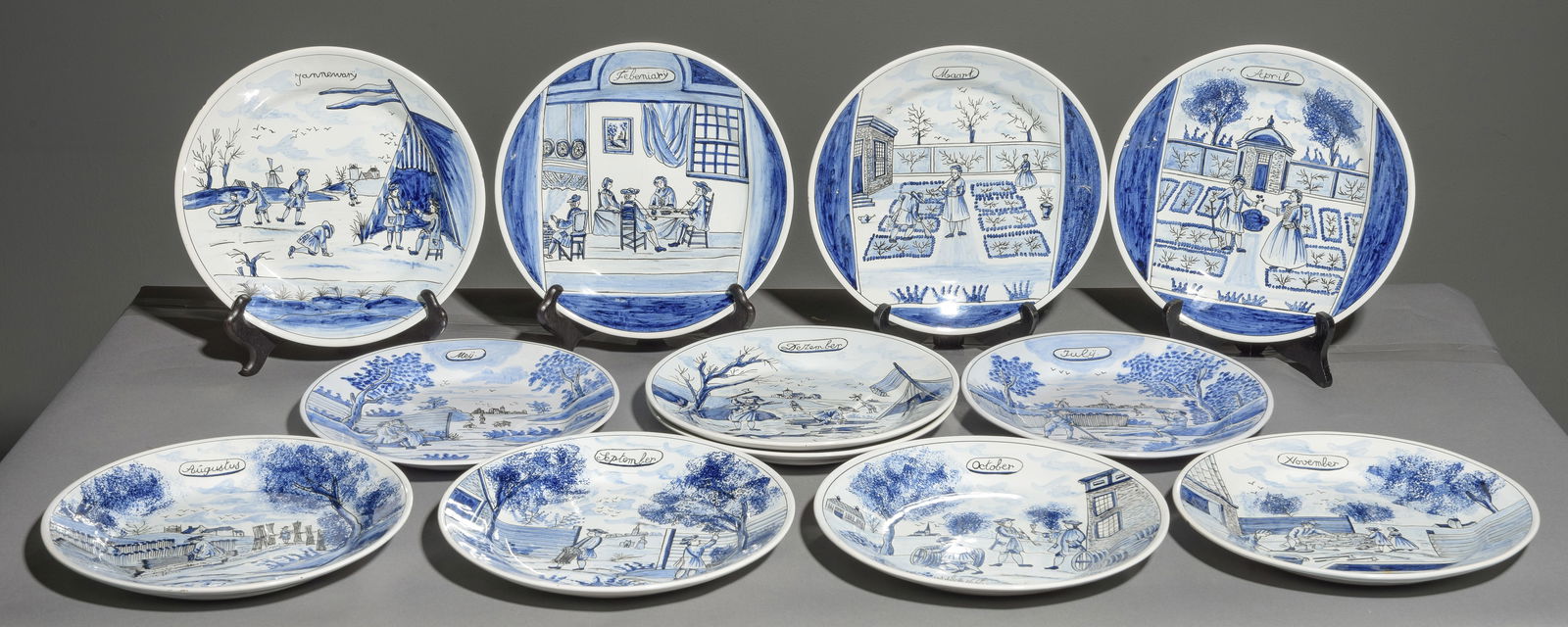 12pc - Months of The Year French Blue & White Plates (1 of 7)