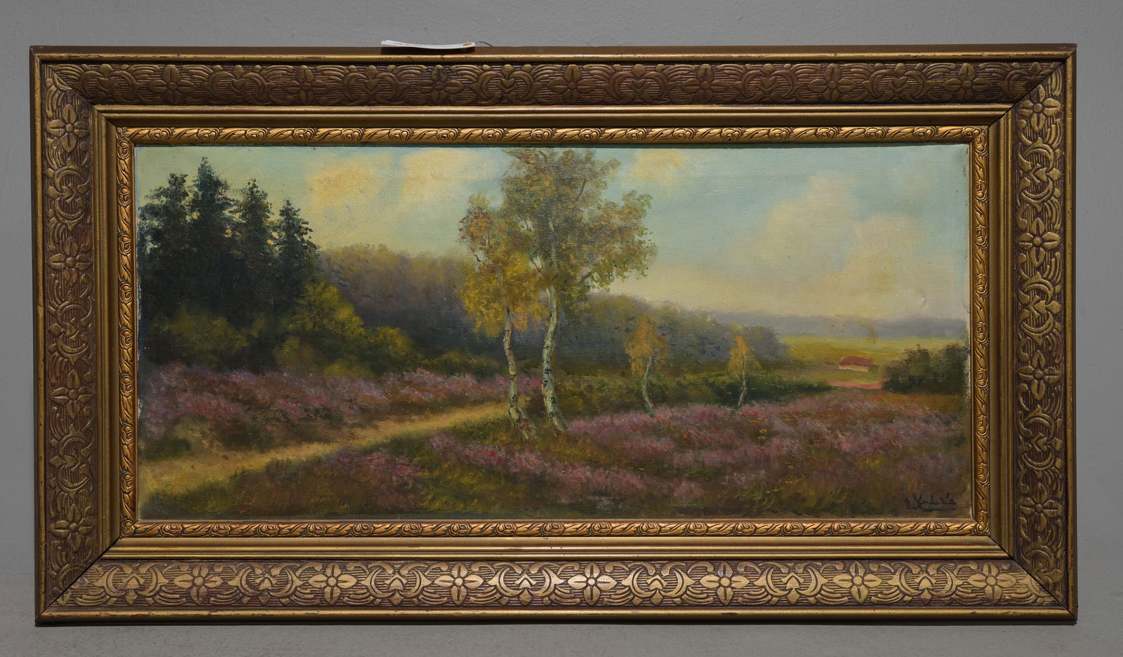 Gold Framed Oil on Canvas - Road to Farm House (1 of 3)