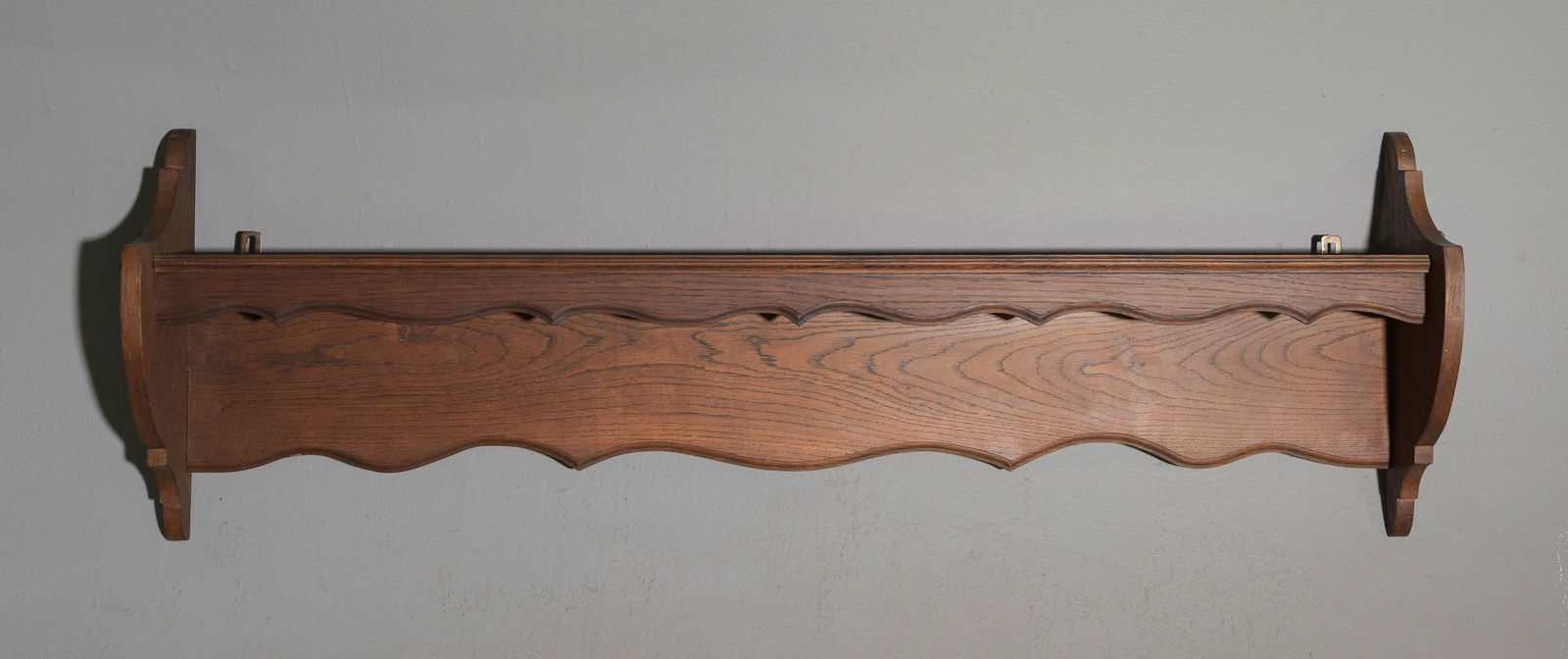 French Oak Long Wall Shelf with Hooks (1 of 3)