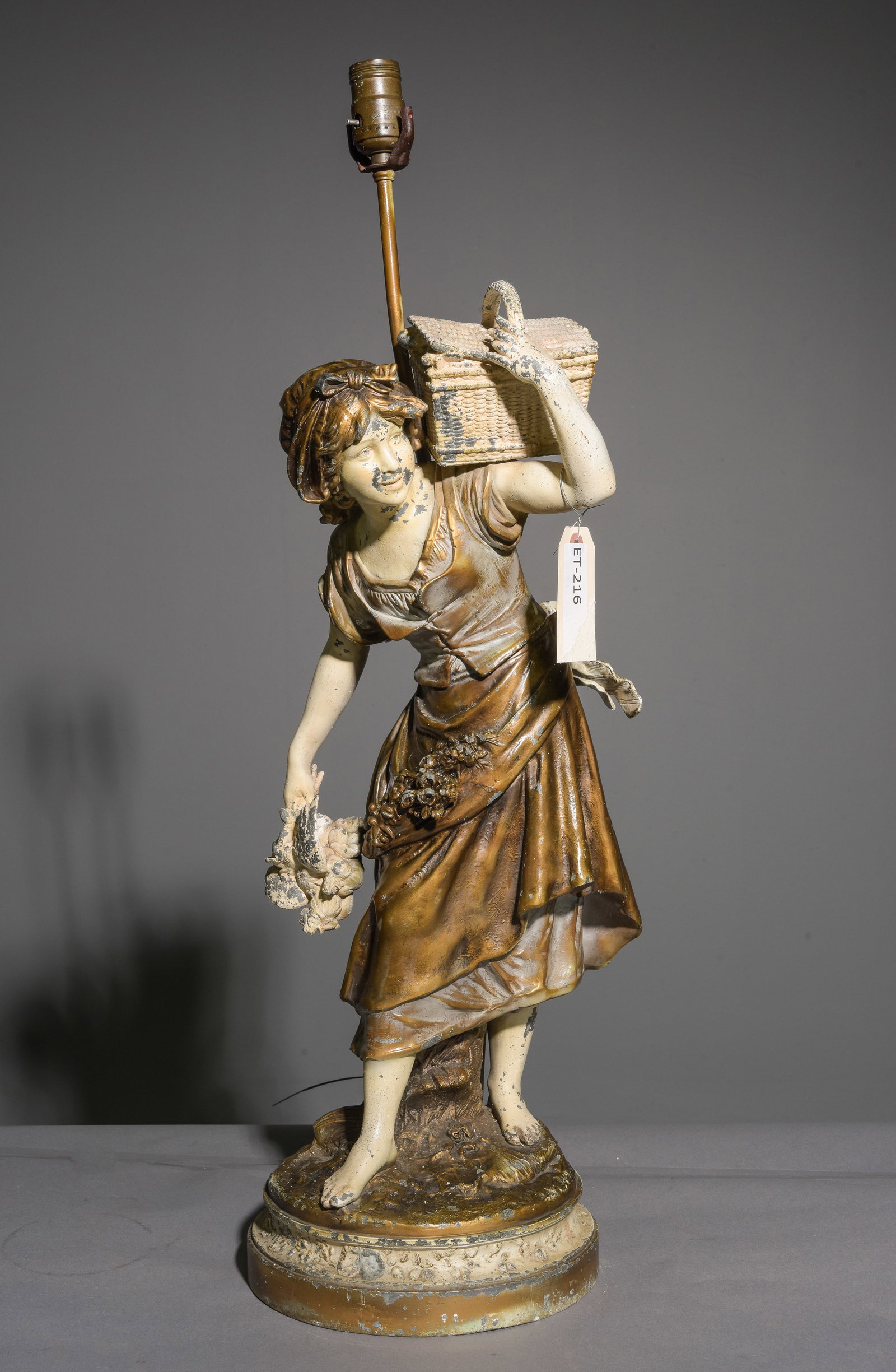 Art Nouveau Figural Table Lamp - Maiden with Basket (1 of 6)