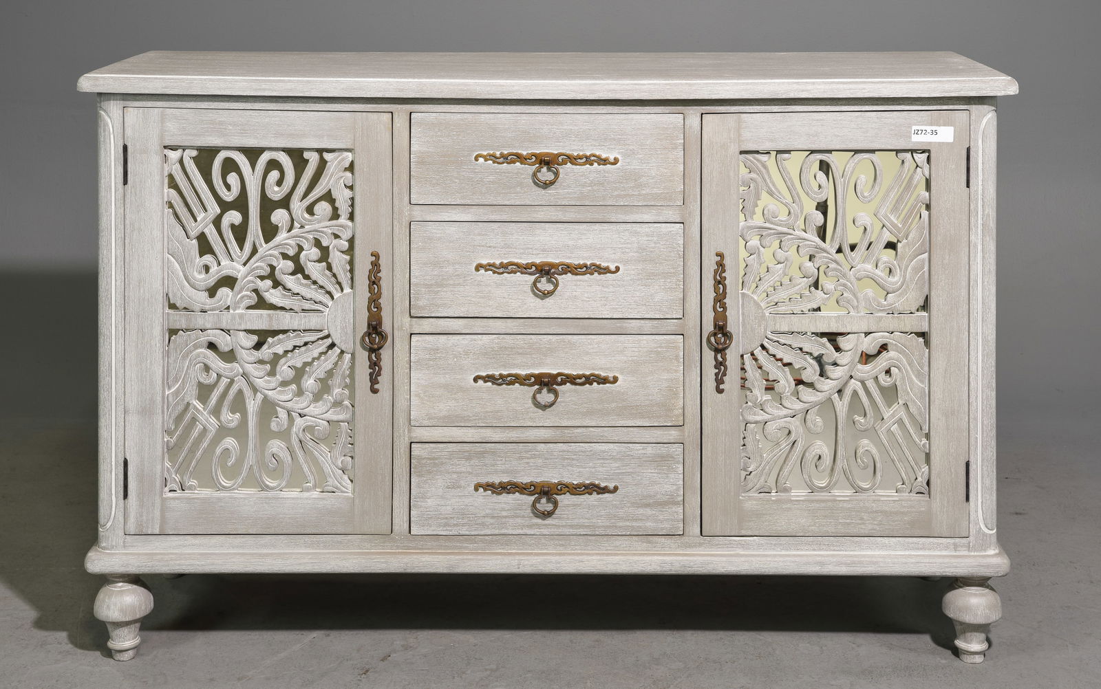 French Style Painted Grey Mirror Door Buffet (1 of 4)