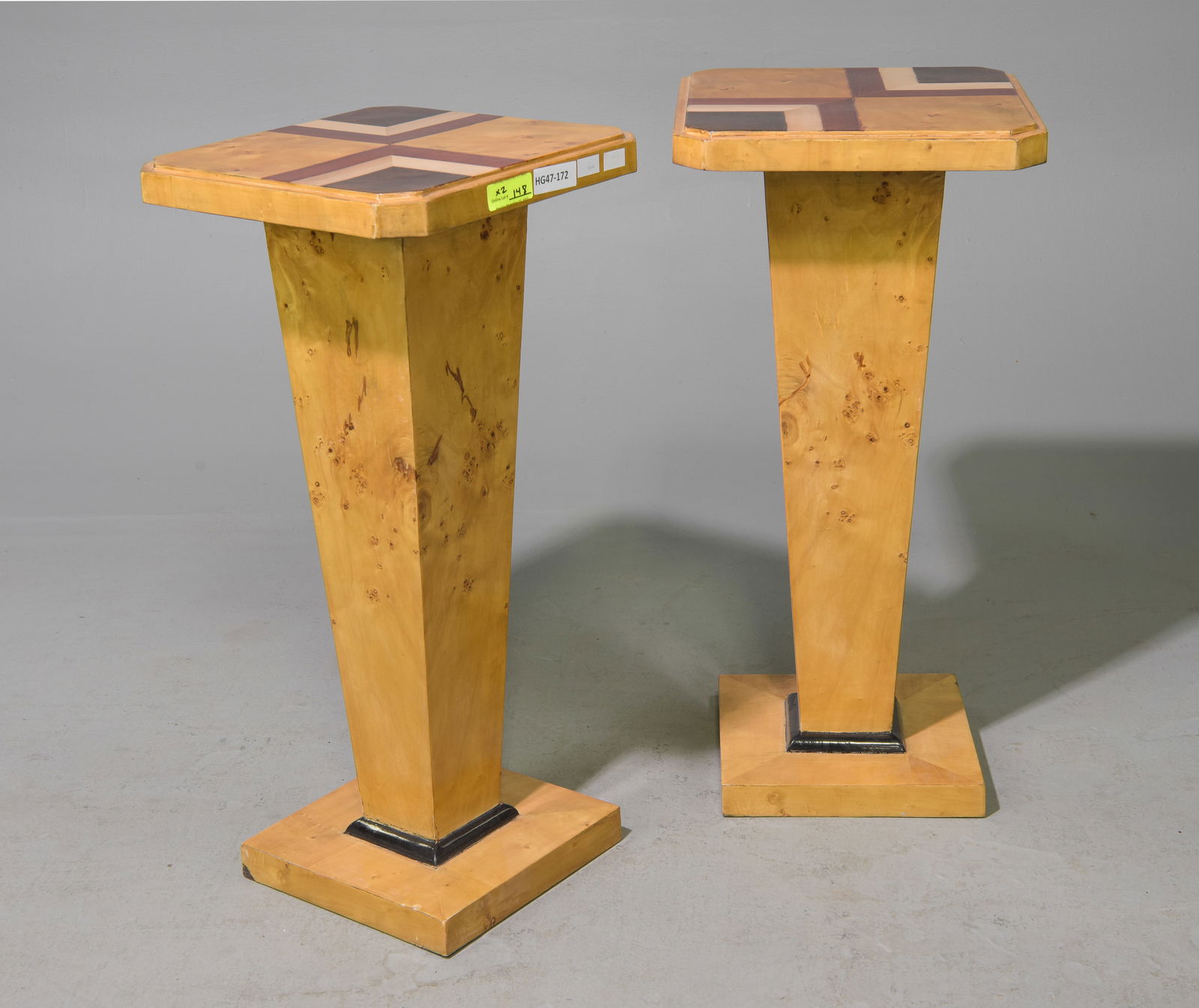 2 Art Deco Style Burled / Inlaid Pedestals (1 of 4)