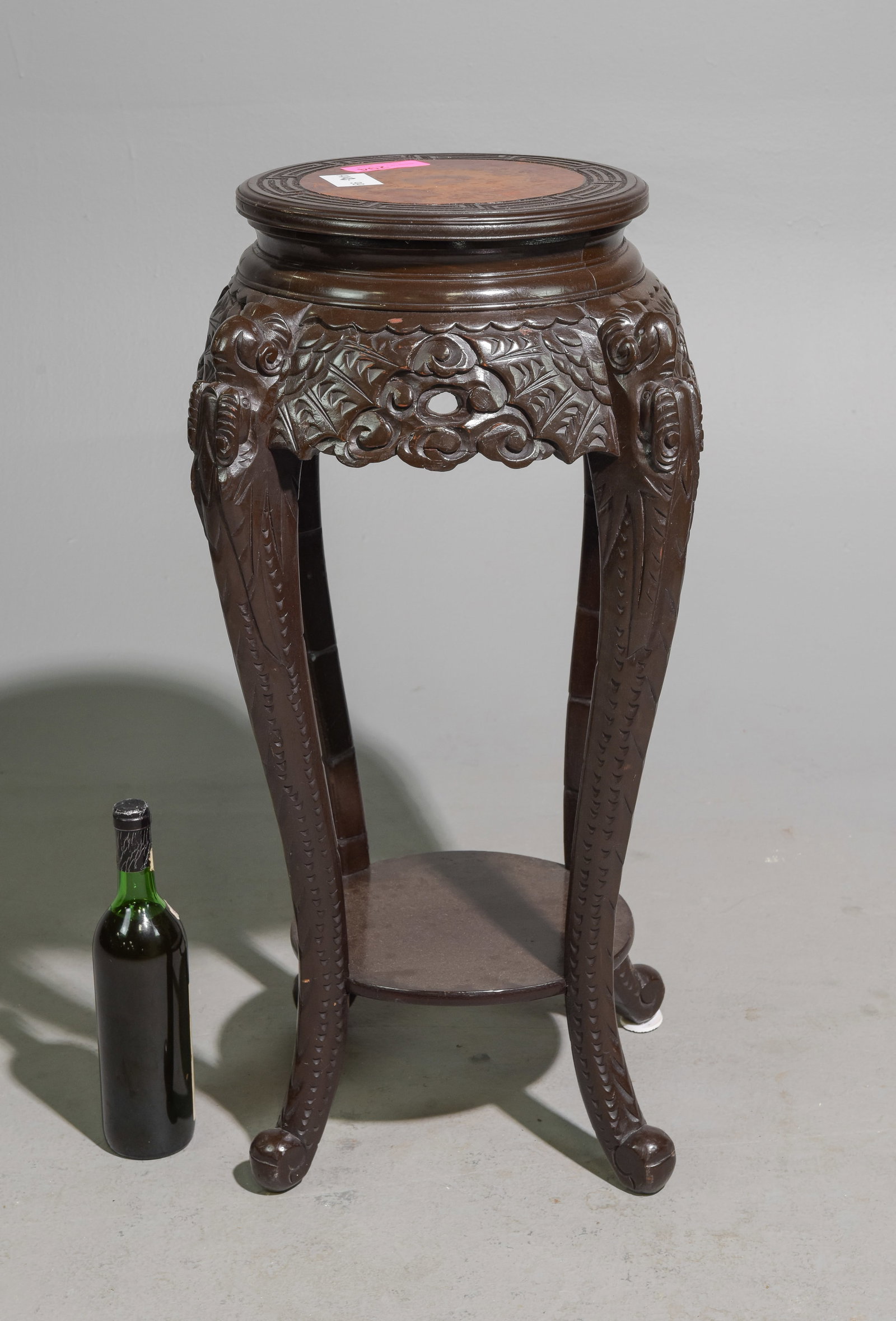 Asian Carved Pedestal / Plant Stand: Asian Carved Pedestal / Plant Stand - 30 in tall x 15 x 15