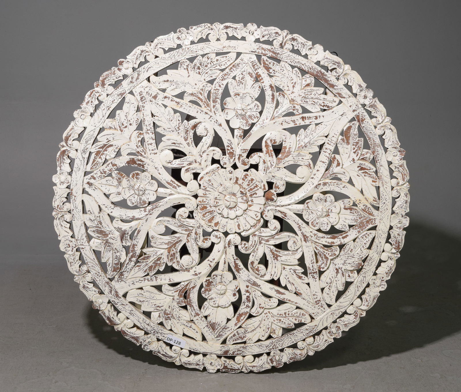 Carved Painted Wood Circular Wall Panel (1 of 3)