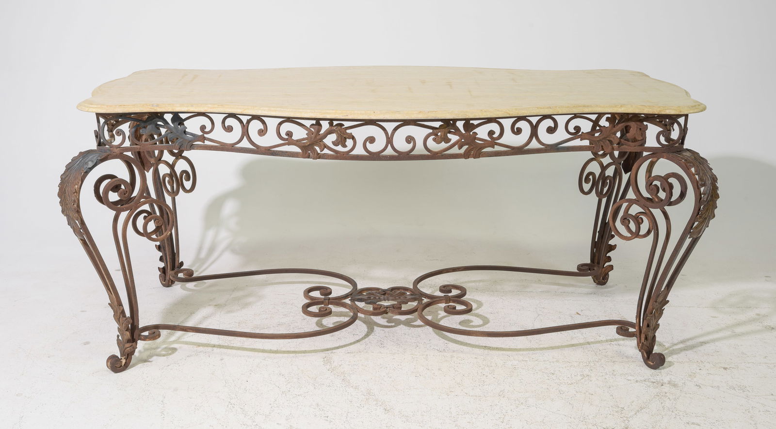 French Style Large Iron Base Table with Marble Top (1 of 5)