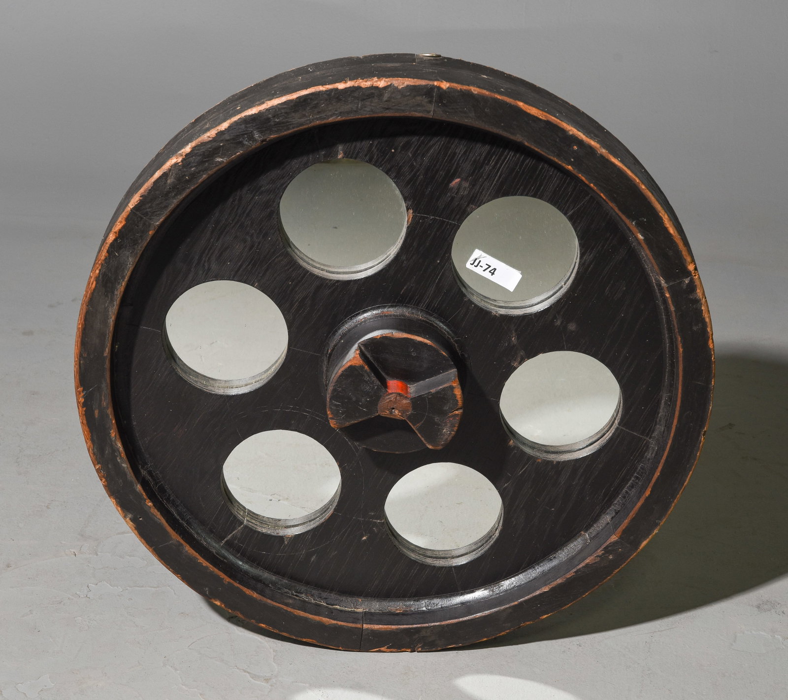 Round "Button" Painted Framed Mirror: Round "Button" Painted Framed Mirror - 31 inch diameter x 4 inch depth
