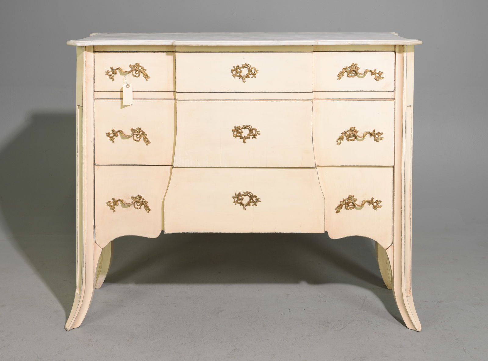 French Style Tall White Marble Top Chest (1 of 5)