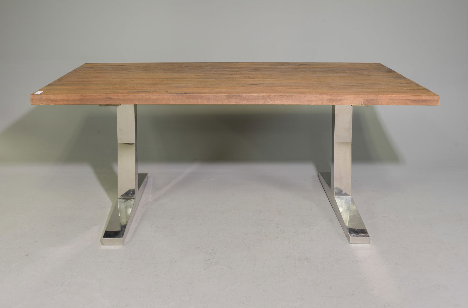 Modern Wood Top Table with Chrome Finished Base (1 of 3)