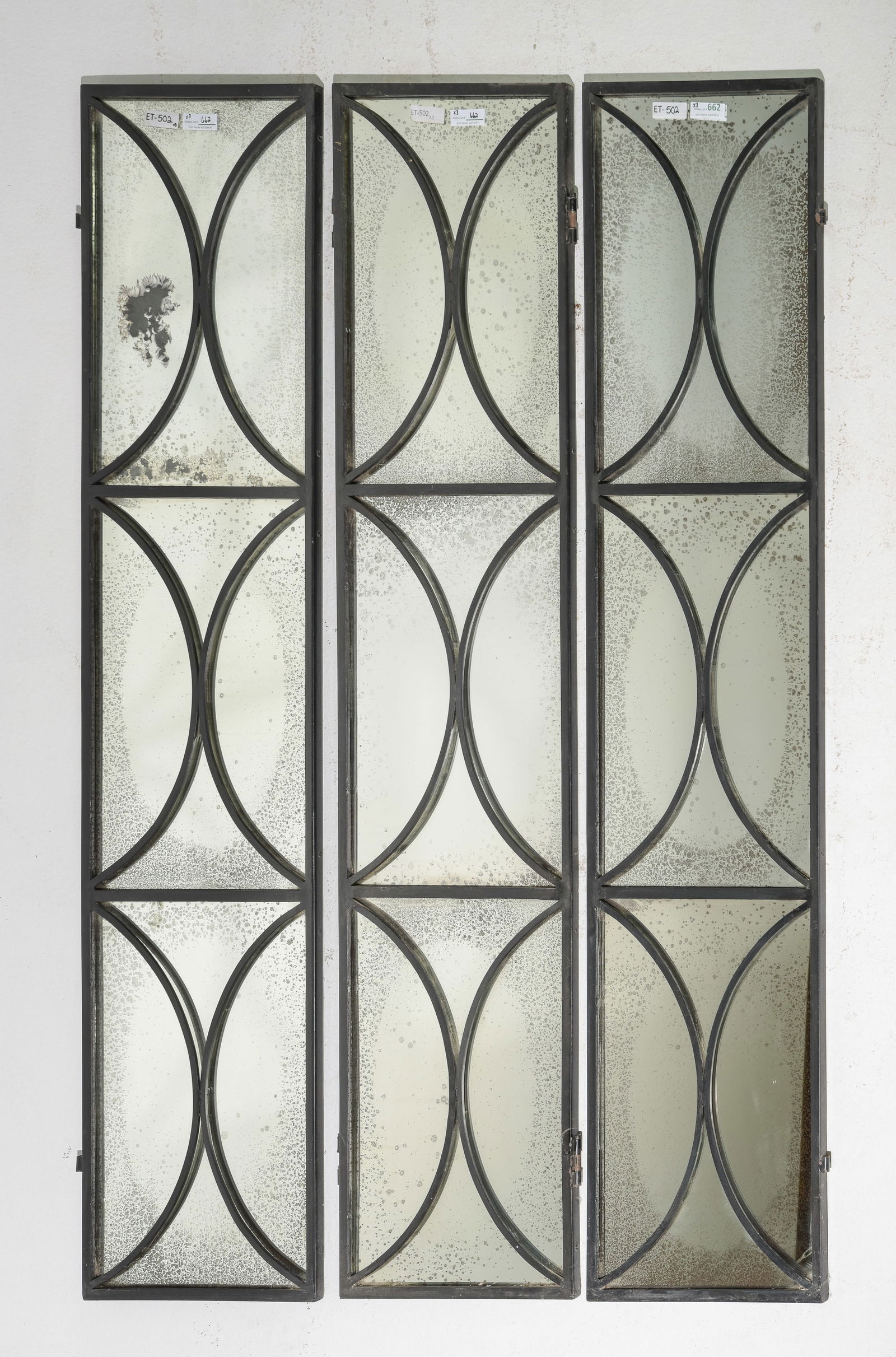 Three Tall Metal Framed Decorative Mirrors / Panels (1 of 4)