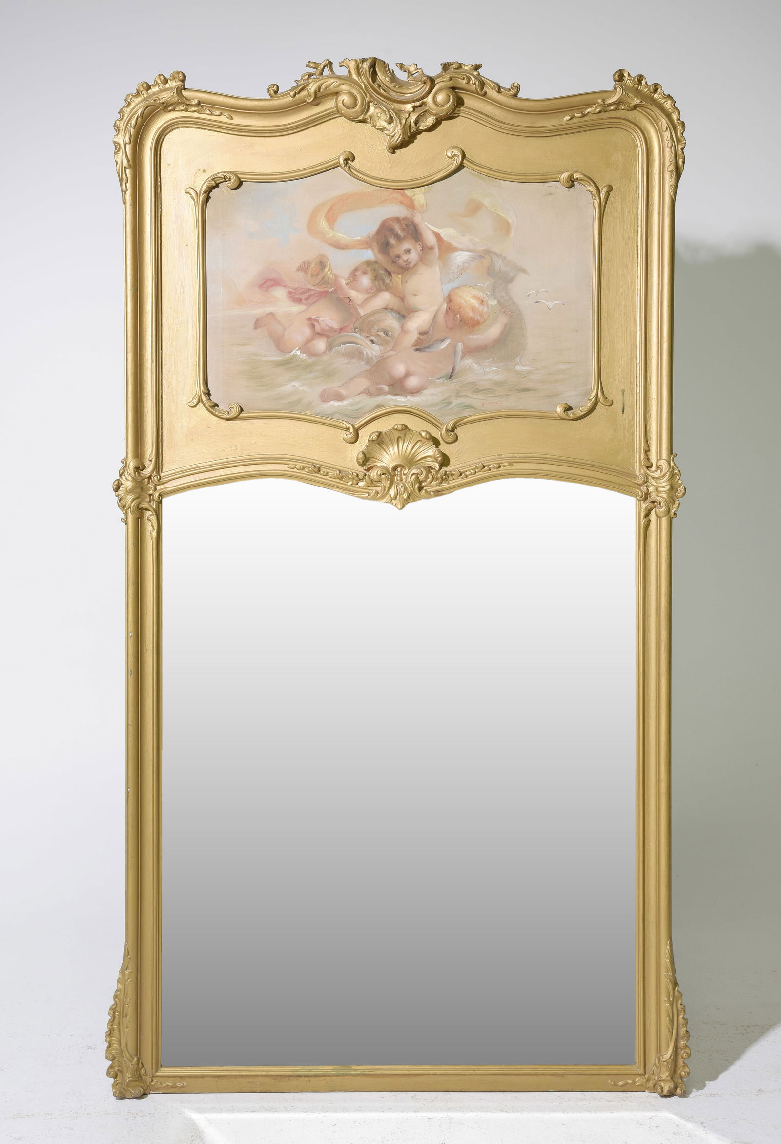 French Gold Painted Trumeau Mirror (1 of 4)