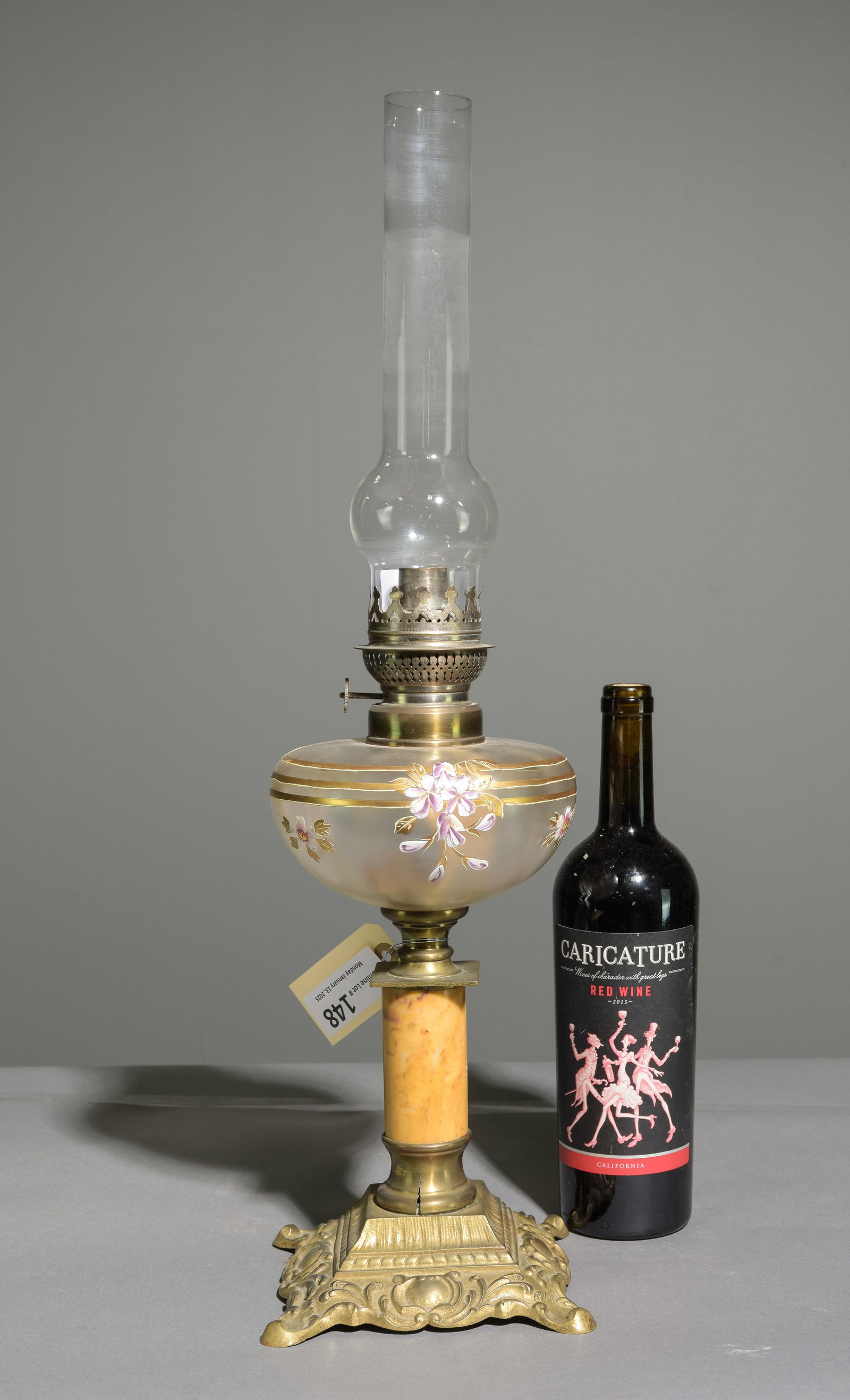 French Napoleon III Style Antique Oil Lamp #1: French Napoleon III Style Antique Oil Lamp - 23 in tall x 6 x 6