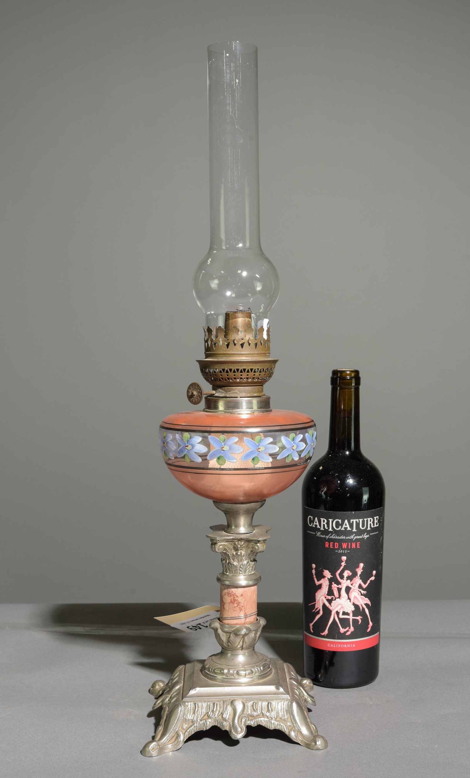 French Napoleon III Style Antique Oil Lamp #2: French Napoleon III Style Antique Oil Lamp - 23 in tall x 6 x 6