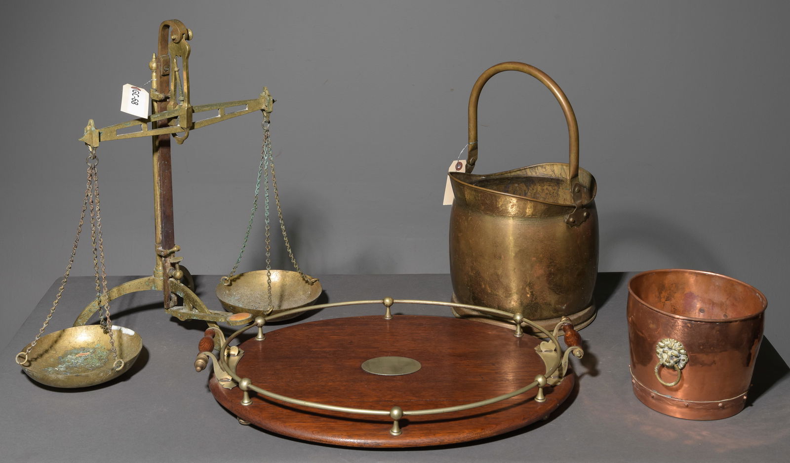 4pcs - English Oak Tray, Brass Scale, Etc. (1 of 4)