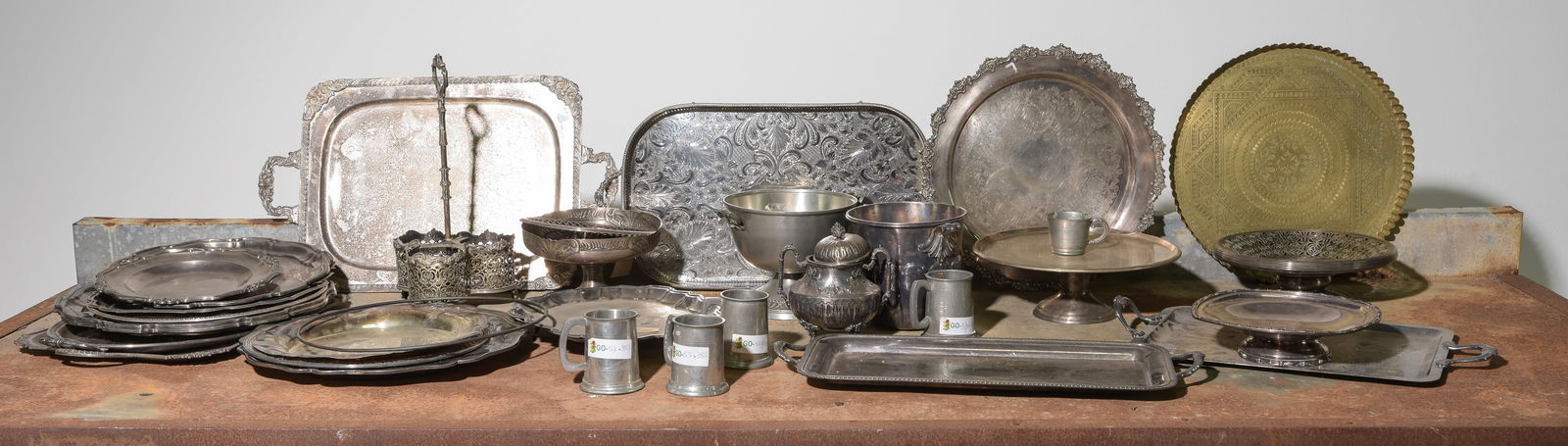 34pcs Assorted Silverplate Trays, Cups, Etc. (1 of 7)