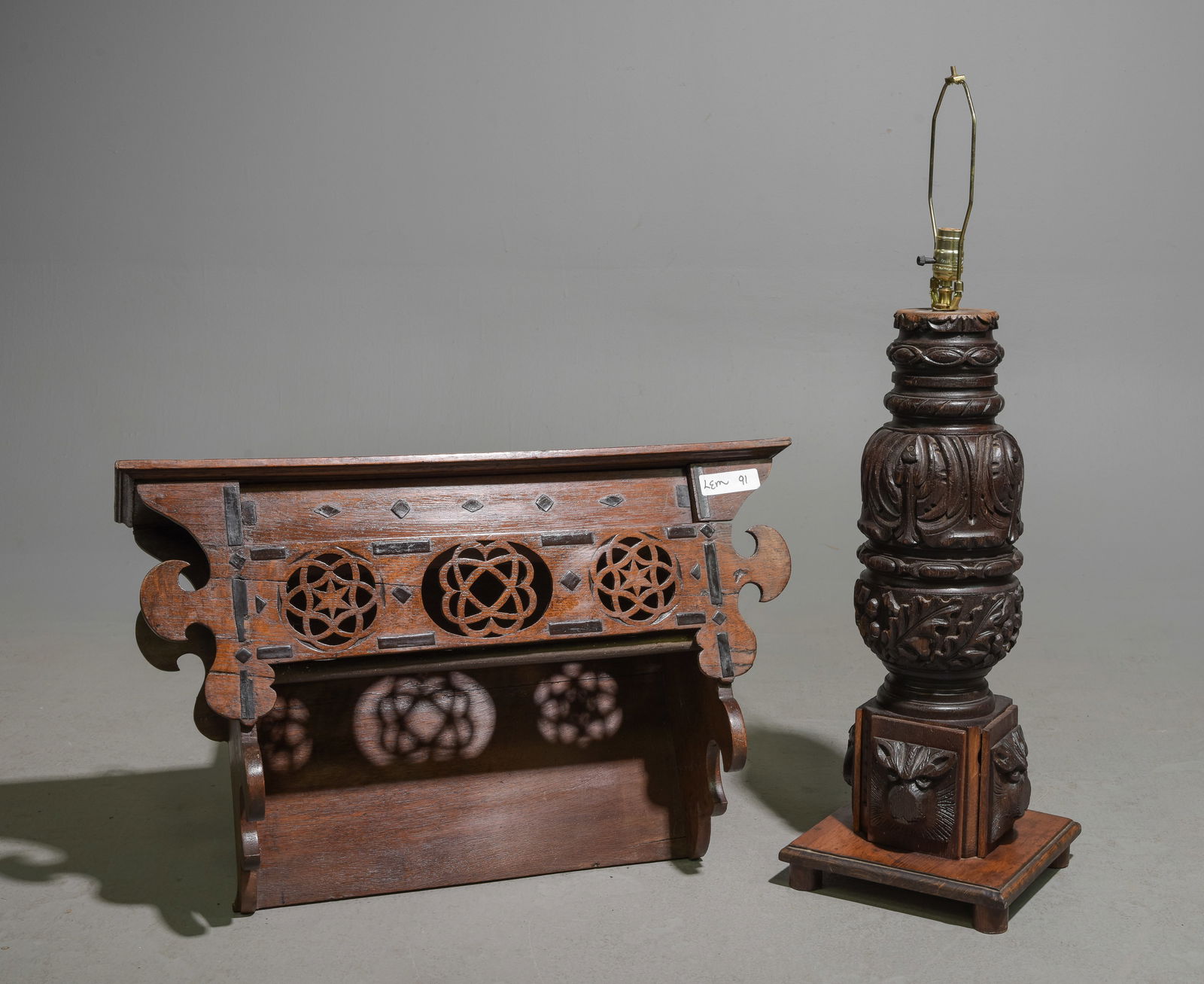 Hand Carved Lamp & Wall Shelf (1 of 5)
