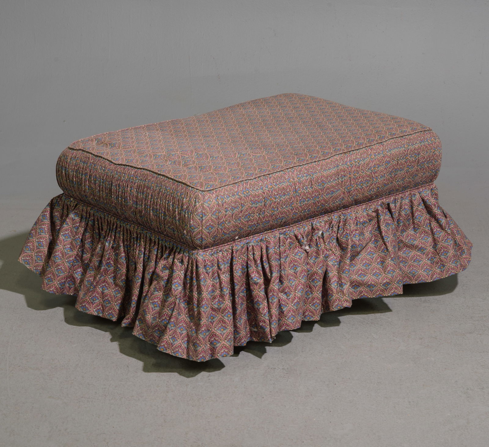 Skirted Upholstered Foot Stool / Ottoman (1 of 3)