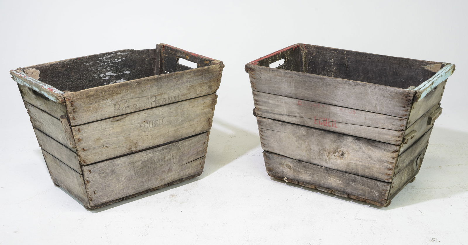 Two French Antique Champagne / Wine Crates: Two French Antique Champagne / Wine Crates - 21 in tall x 30 x 20