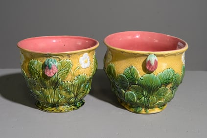 Two French Majolica Jardinieres / Pots