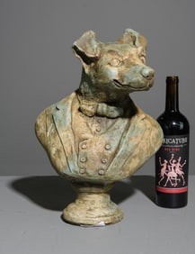 Debonaire Cast Stone Hand Painted Dog Bust