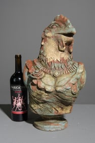 Aristocratic Cast Stone Hand Painted Happy Hen Bust