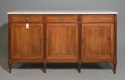 Louis XVI Style White Marble Top Sideboard #1