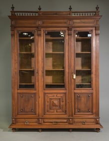 Henri II Style Triple Door Bookcase / Cupboard