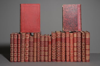 22 European / French Red Leather Bound Novels