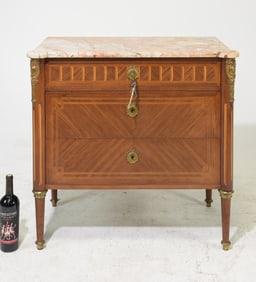 Louis XVI Style Marble Top Chest c.1940's-50's