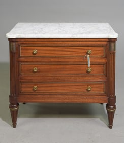 Louis XVI Style White Marble Top Chest c.1940's-50's