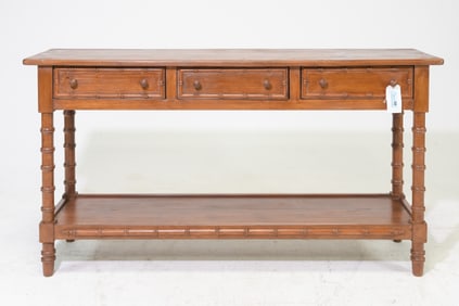 Faux Bamboo Three Drawer Hall Table / Console