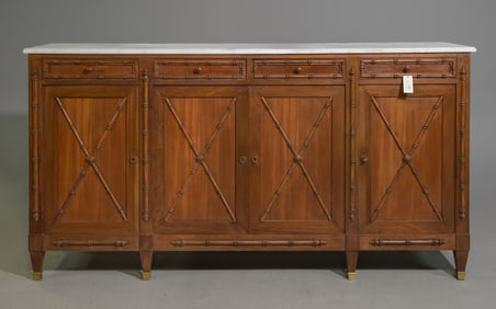 Faux Bamboo White Marble Top Sideboard