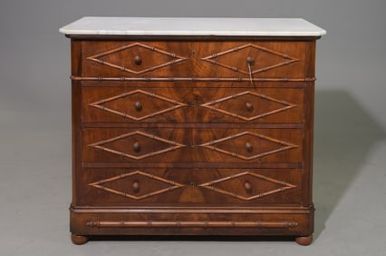 Faux Bamboo White Marble Top Chest