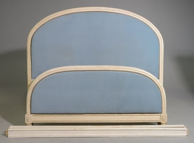 Louis XVI Style Painted Upholstered Bed with Rails