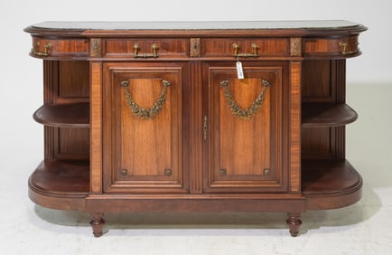 Louis XVI Style Curved Sideboard with Inset Marble