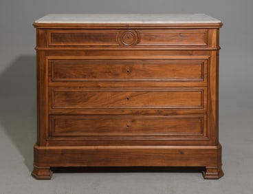 French White Marble Top Four Drawer Chest