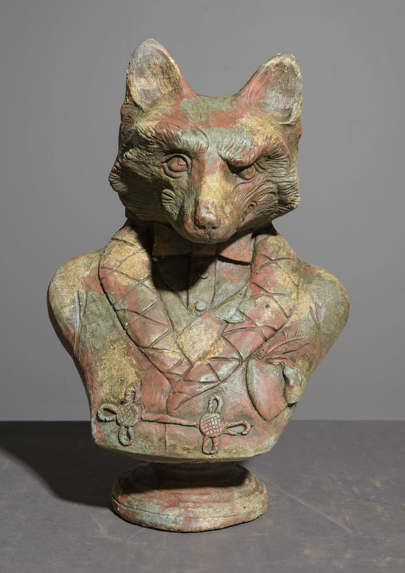 Debonair Cast Stone Hand Painted Fox Bust (1 of 5)