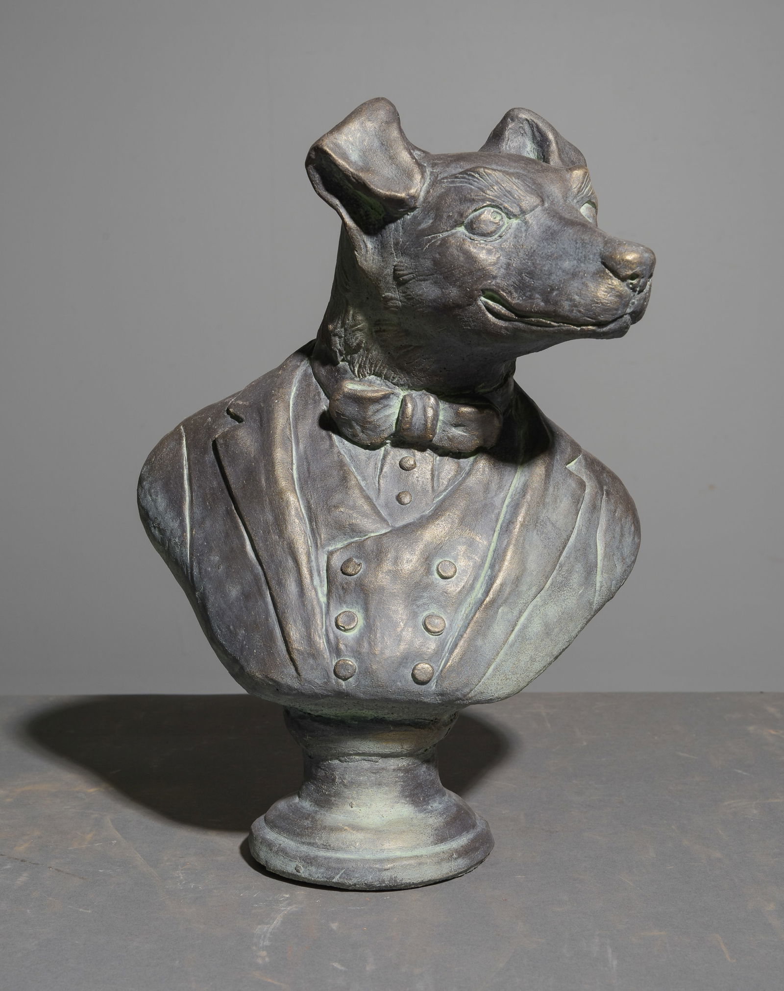 Dapper Cast Stone Hand Painted Dog Bust (1 of 5)