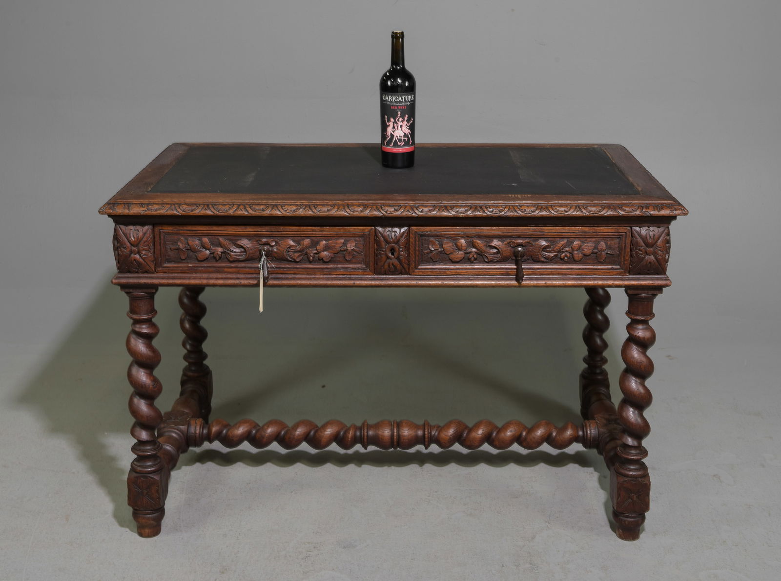 Louis XIII Style French Twist Oak Desk (1 of 5)