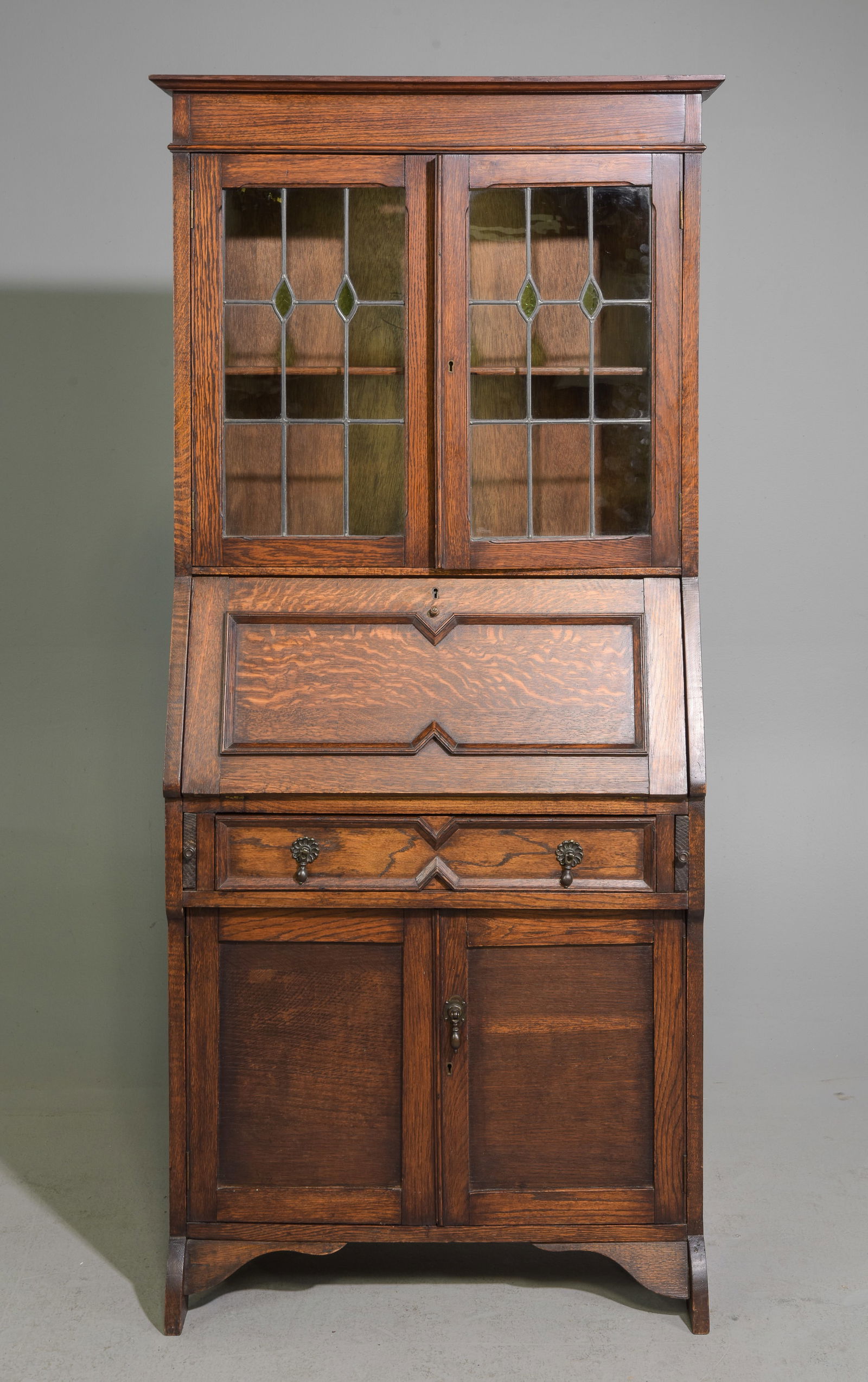 Jacobean Oak Secretary Bookcase c.1930's-40's (1 of 5)