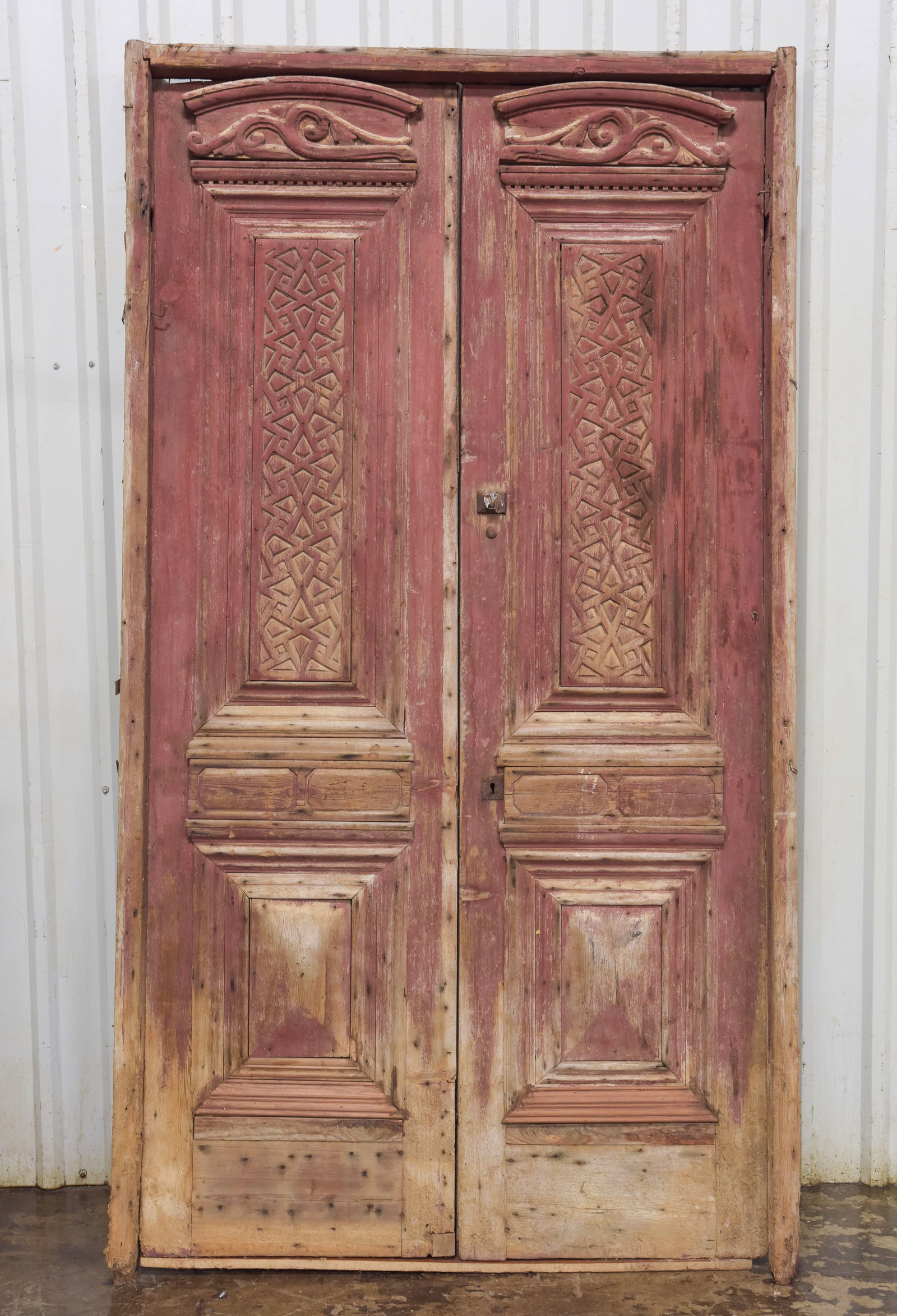 Red Painted Door in Frame: Red Painted Door in Frame - 97 in tall x 52.5 x 4.5 - 8.08 feet tall