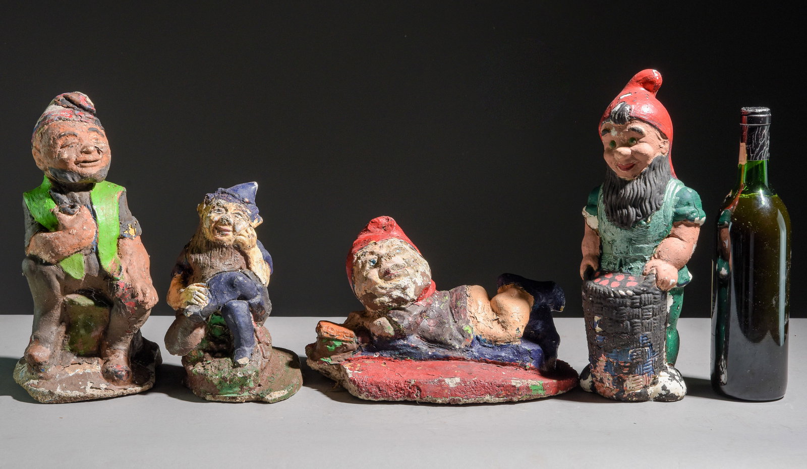 Four Hand Painted Cast Stone / Concrete Gnomes #1 (1 of 5)