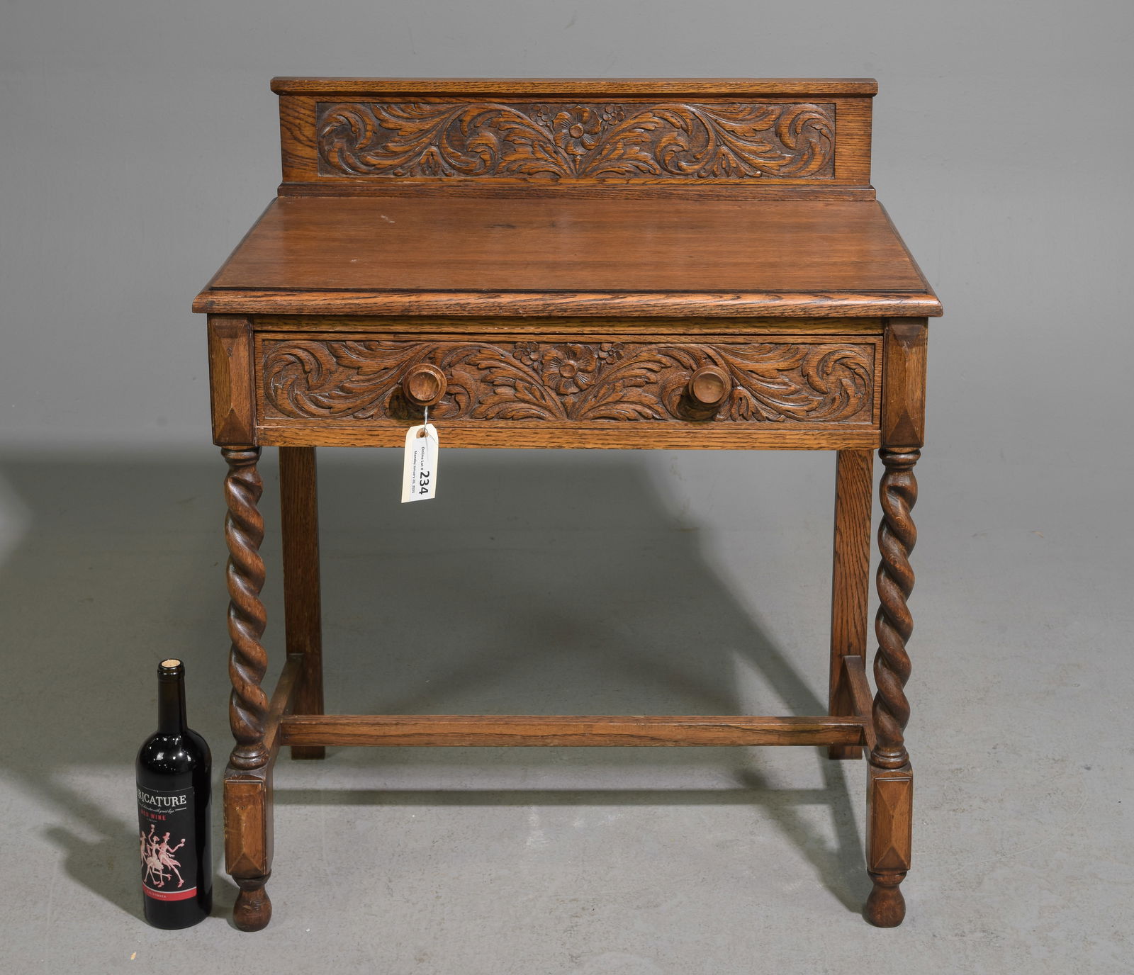 British Oak Barley Twist Hall / Writing Table (1 of 5)