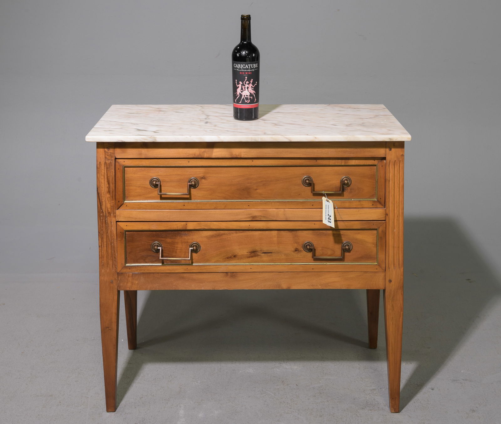 Louis XVI White Marble Top 2 Drawer Chest (1 of 6)