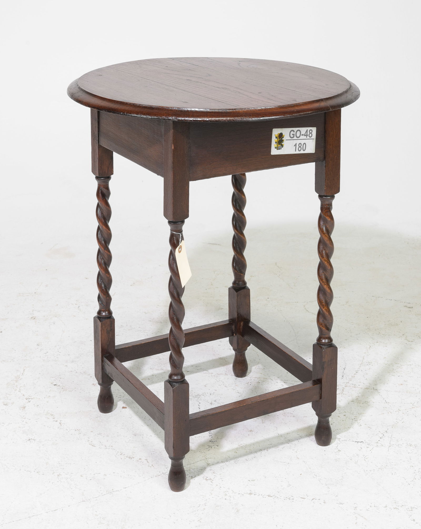 British Oak Round Barley Twist Occasional Table (1 of 3)