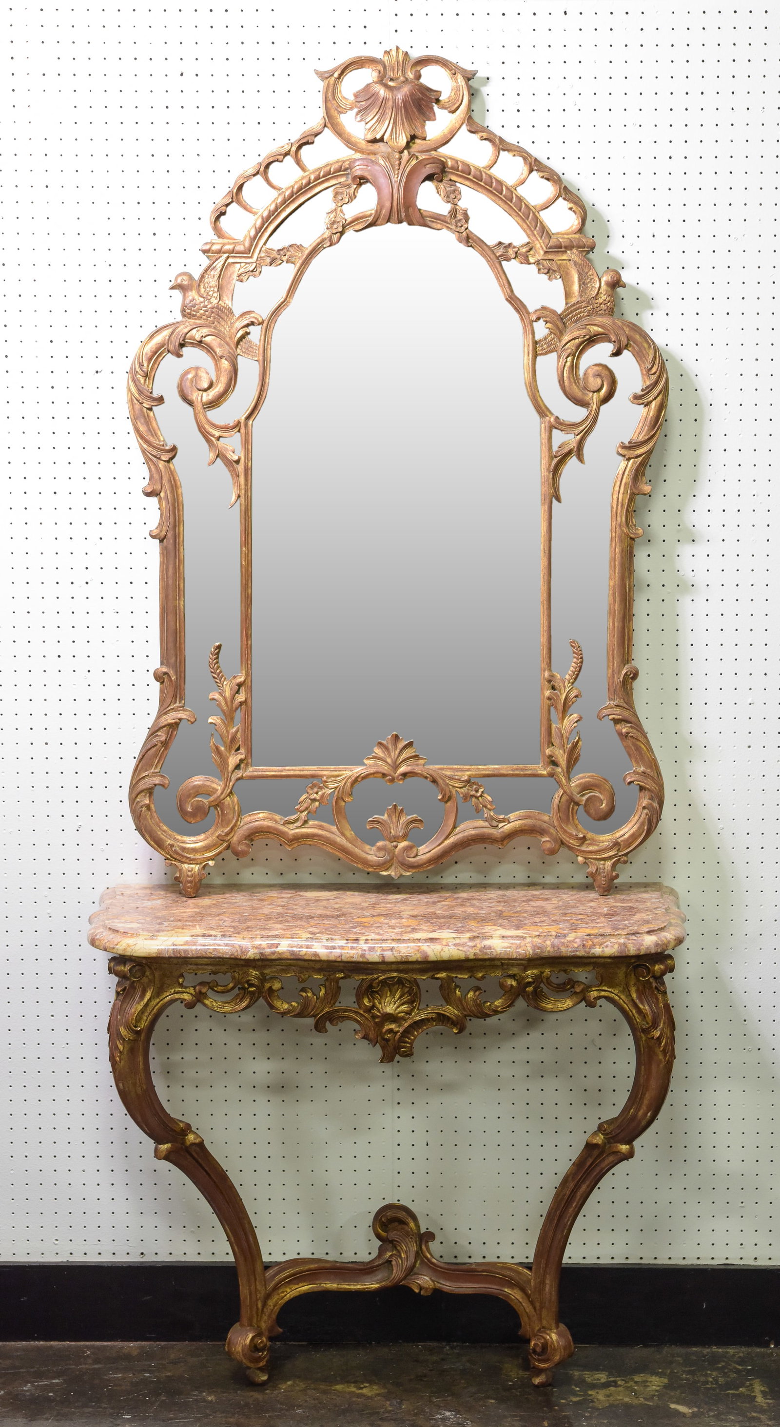 Louis XV Style Gold Gilt Mirror & Marble Top Console #2 (1 of 6)