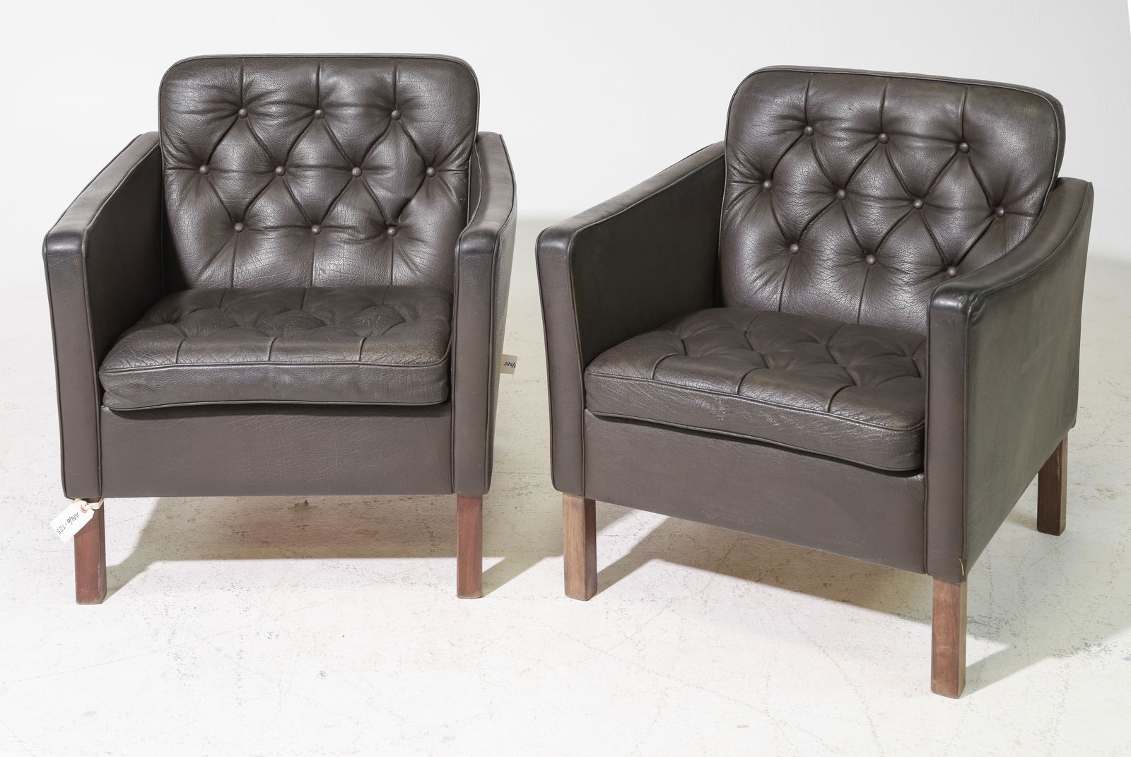 2 Danish Modern Black Leather Arm Chairs (1 of 8)