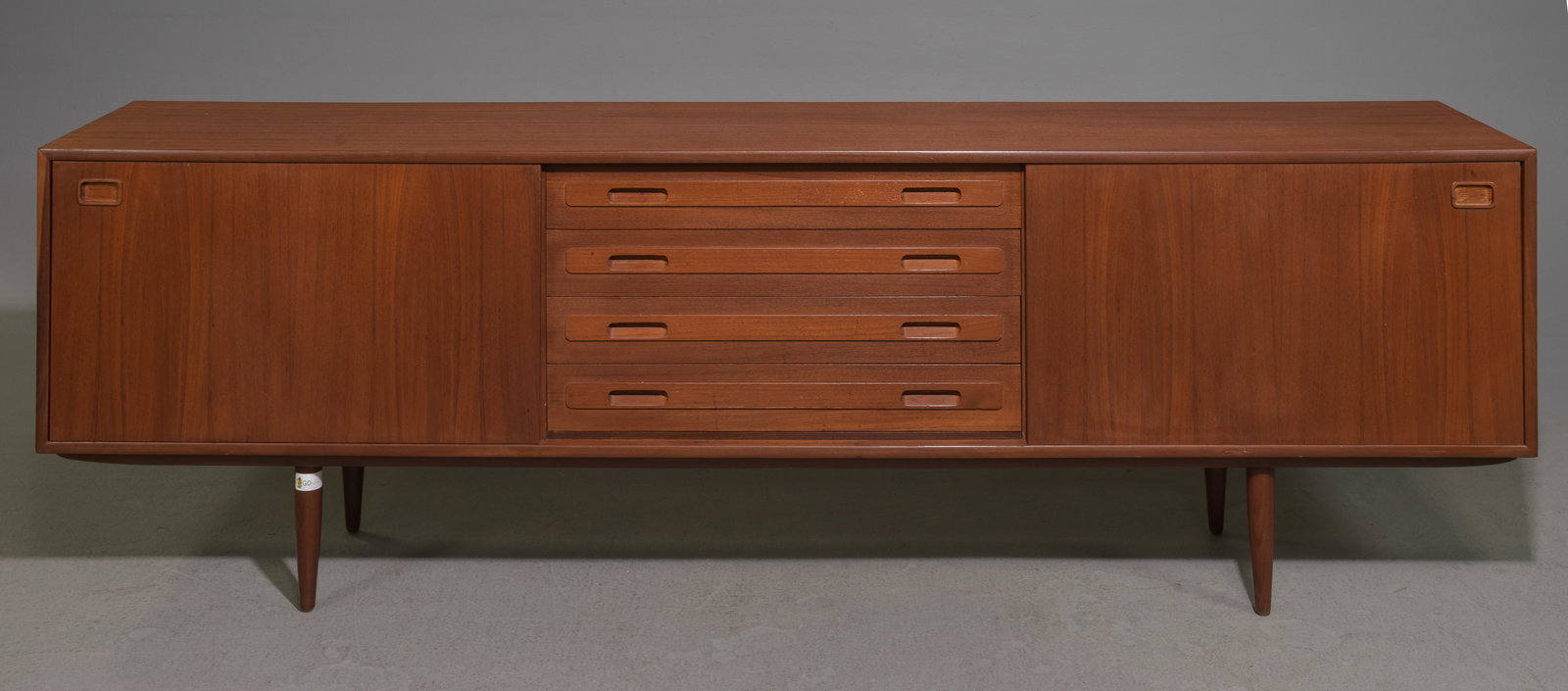 Danish Modern Sliding Doors Sideboard: Mid Century Modern Sliding Doors Sideboard - 28.5 inches tall x 87.5 x 17