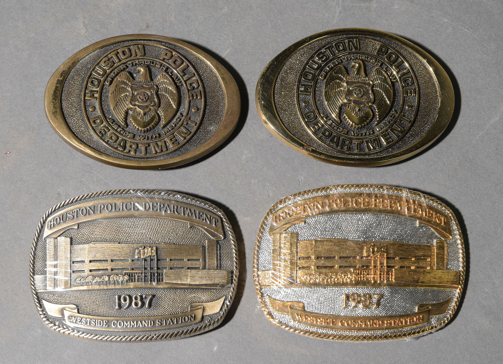 4 Vintage Houston Police Department Belt Buckles (1 of 6)