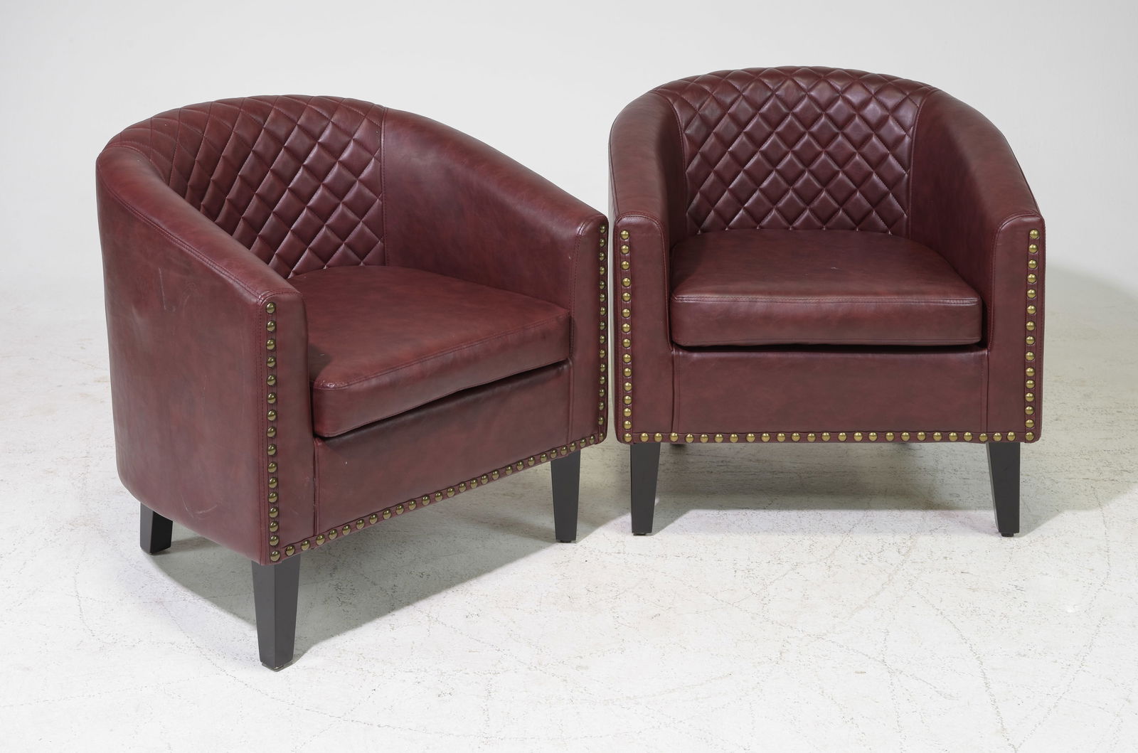 2 Barrel Back Red Club Chairs with Diamond Pattern (1 of 5)
